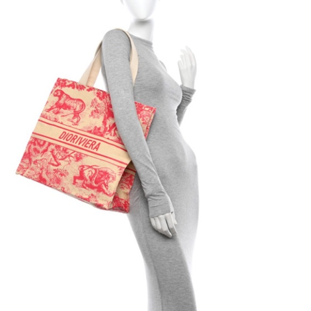 Christian Dior Straw Dioriviera Wardujuy Tote Bag Novelty VIP Gift Bag PINK - Picture 3 of 12